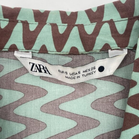 Zara The Lissie Shirt Tunic Blogger Fav Beach Resort Printed Cotton Size Small - Picture 6 of 16